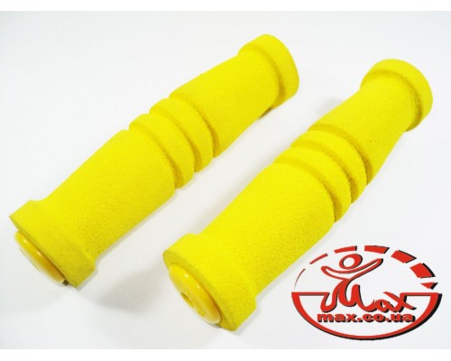 Грипсы поролоновые с заглушками, L=130mm (желтые) 